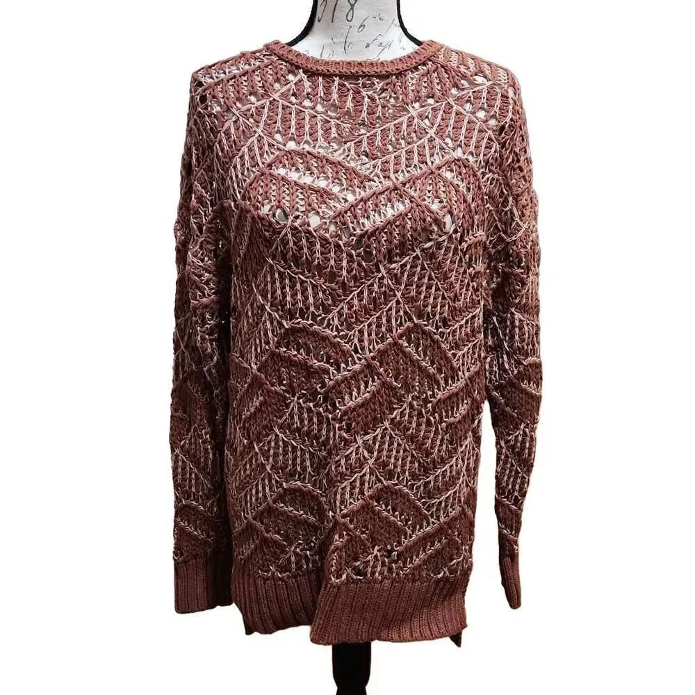 Universal Thread Ladies Size Large Brown Clay Open Weave Long Sleeve Sweater